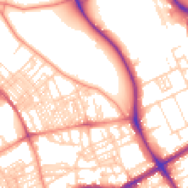 Daytime road noise heatmap for BD9 4NE