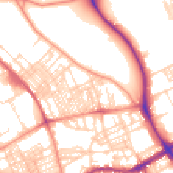 Daytime road noise heatmap for BD9 4NJ