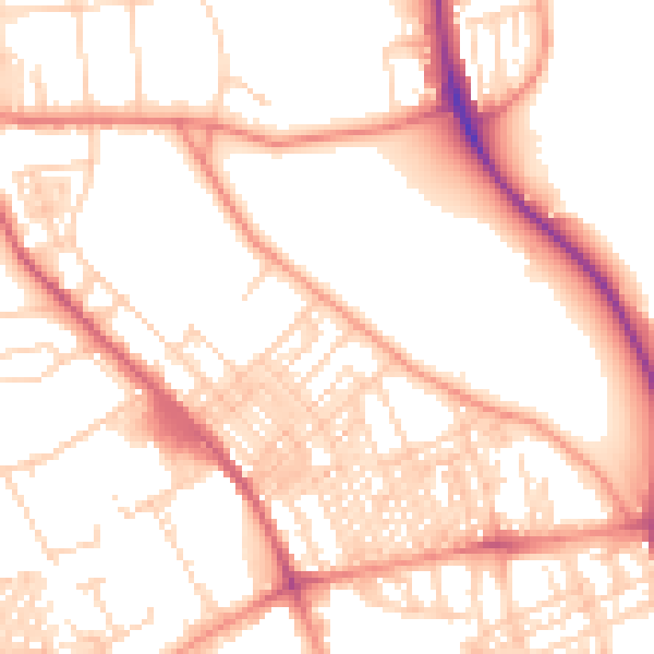 Daytime road noise heatmap for BD9 4NT