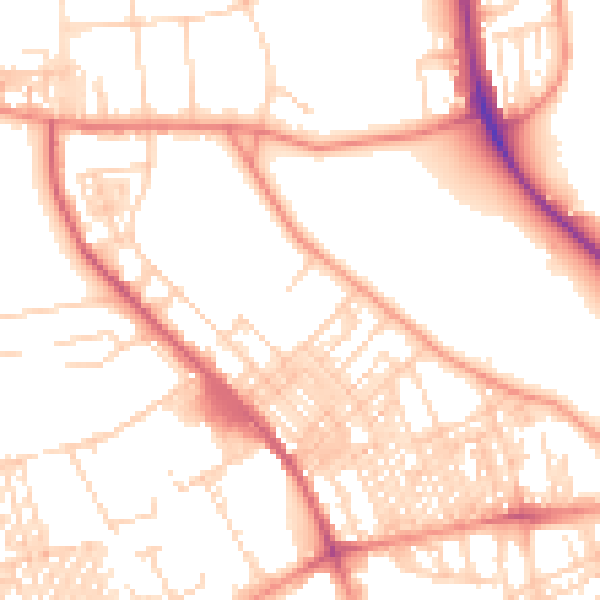Daytime road noise heatmap for BD9 4NX