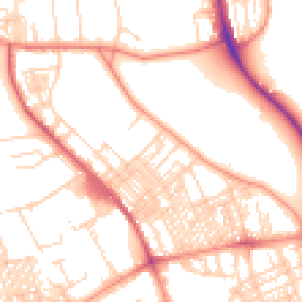 Daytime road noise heatmap for BD9 4PA