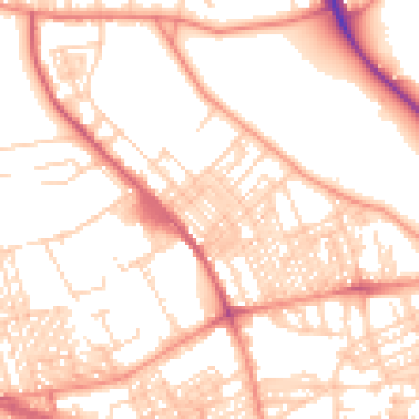 Daytime road noise heatmap for BD9 4PH