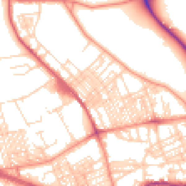 Daytime road noise heatmap for BD9 4QP