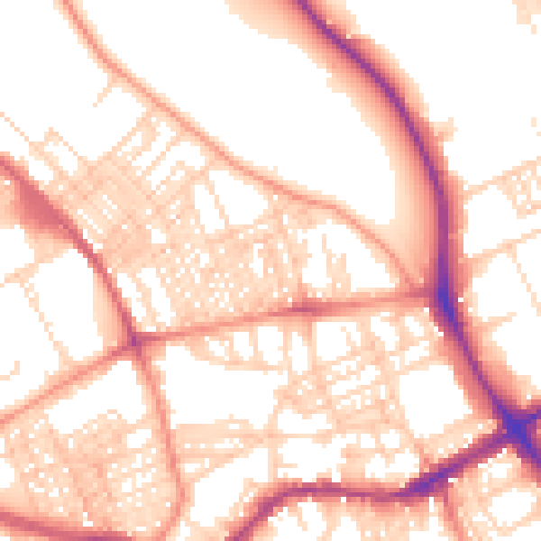 Daytime road noise heatmap for BD9 4QW