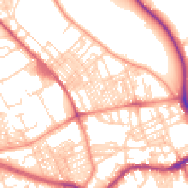 Daytime road noise heatmap for BD9 4QZ