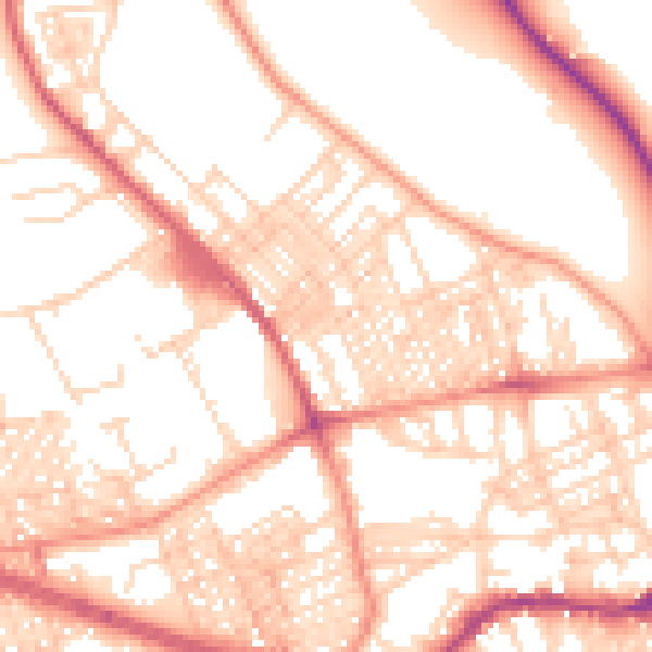 Daytime road noise heatmap for BD9 4RA
