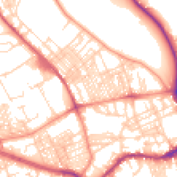 Daytime road noise heatmap for BD9 4RB