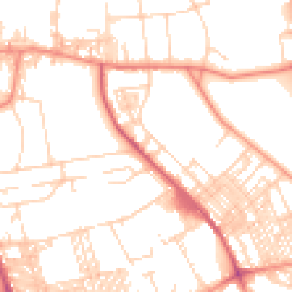 Daytime road noise heatmap for BD9 4RS