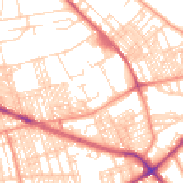 Daytime road noise heatmap for BD9 4SP