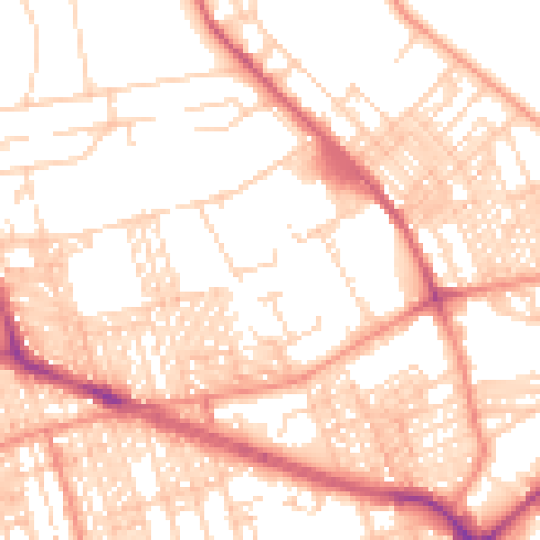 Daytime road noise heatmap for BD9 4SW