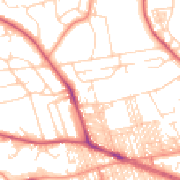 Daytime road noise heatmap for BD9 5DG