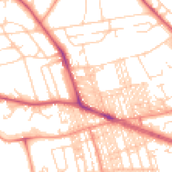 Daytime road noise heatmap for BD9 5DL