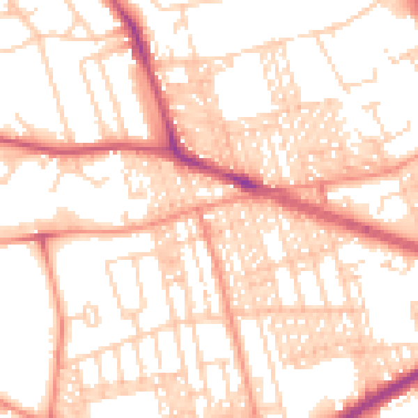 Daytime road noise heatmap for BD9 5ES