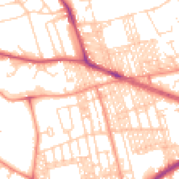 Daytime road noise heatmap for BD9 5ET