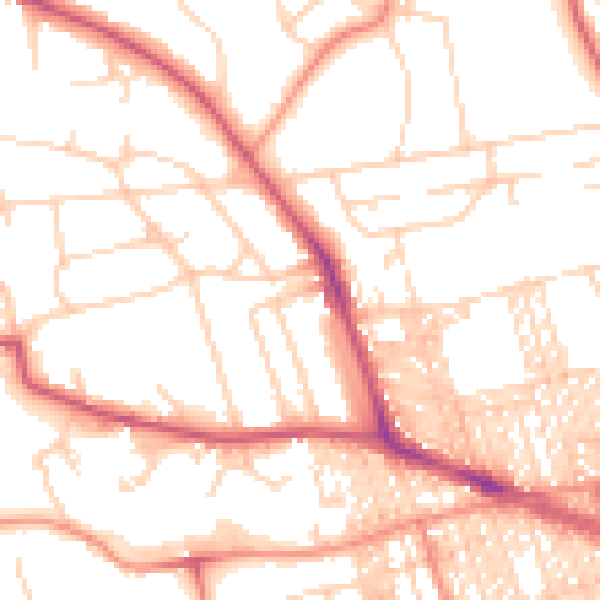 Daytime road noise heatmap for BD9 5HS