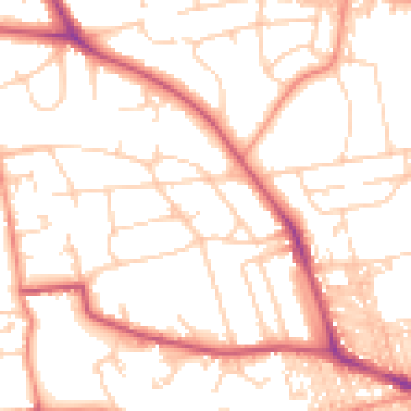 Daytime road noise heatmap for BD9 5JU