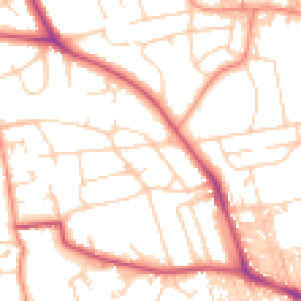 Daytime road noise heatmap for BD9 5LP