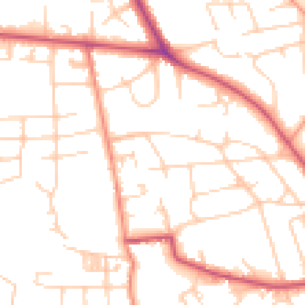 Daytime road noise heatmap for BD9 5NA