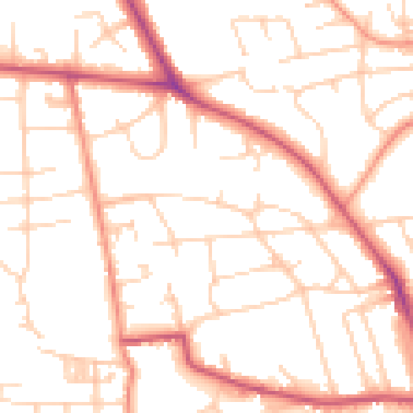 Daytime road noise heatmap for BD9 5ND