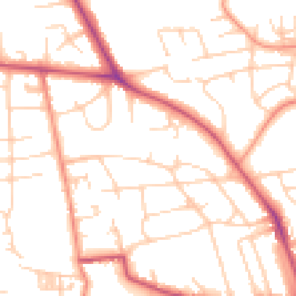 Daytime road noise heatmap for BD9 5NG