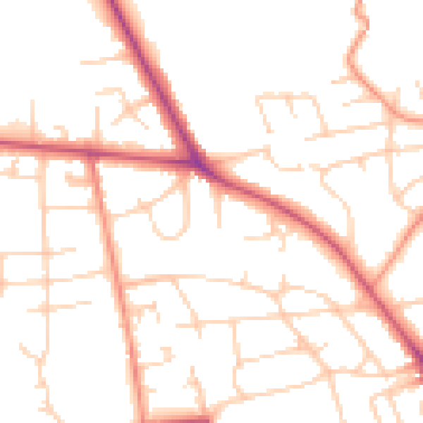Daytime road noise heatmap for BD9 5PA