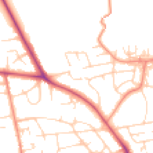 Daytime road noise heatmap for BD9 5PE