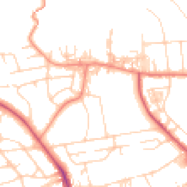 Daytime road noise heatmap for BD9 5QA