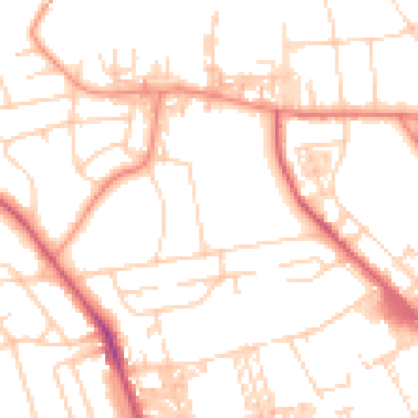 Daytime road noise heatmap for BD9 5QB