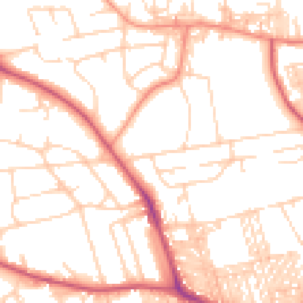 Daytime road noise heatmap for BD9 5QH