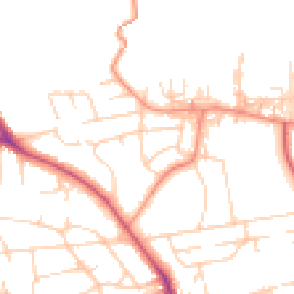 Daytime road noise heatmap for BD9 5QN