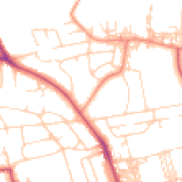 Daytime road noise heatmap for BD9 5QU