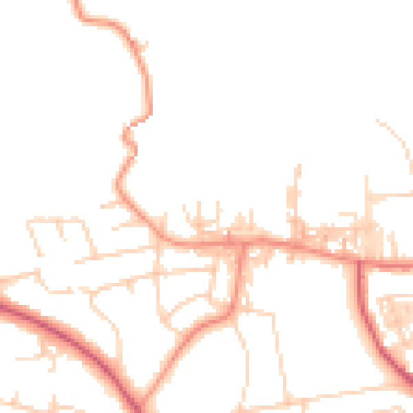 Daytime road noise heatmap for BD9 5QW