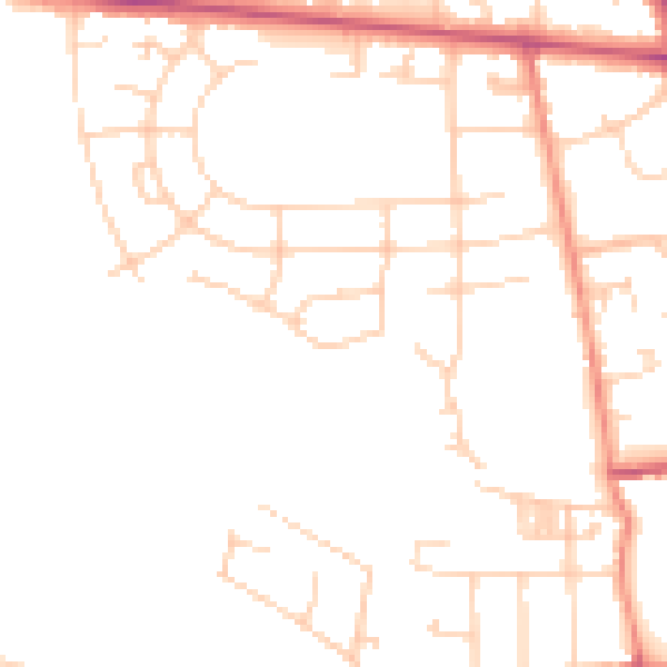 Daytime road noise heatmap for BD9 6BW