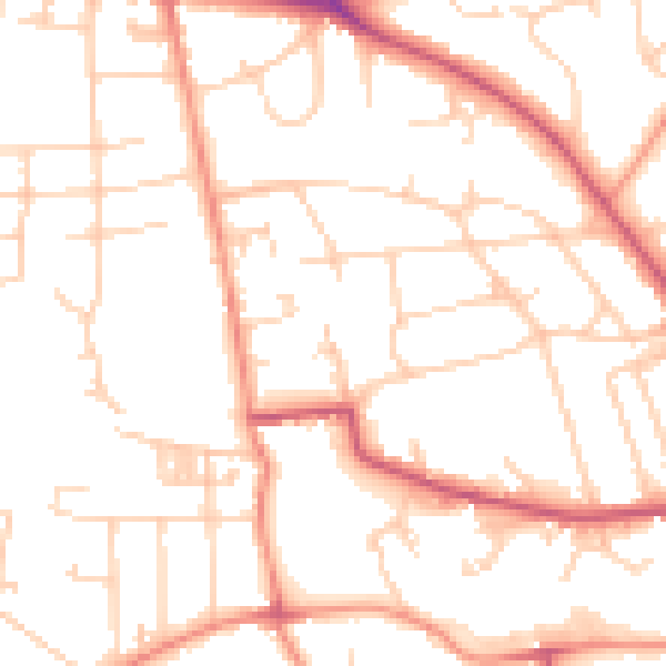 Daytime road noise heatmap for BD9 6DH