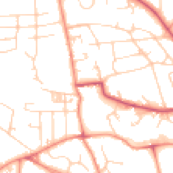 Daytime road noise heatmap for BD9 6DJ