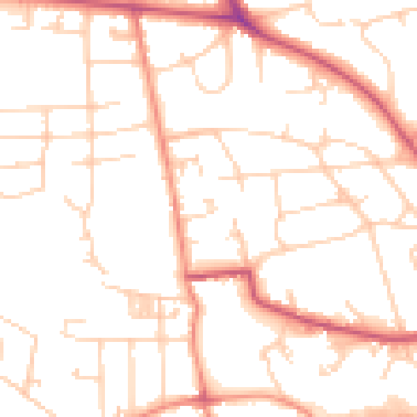 Daytime road noise heatmap for BD9 6DR