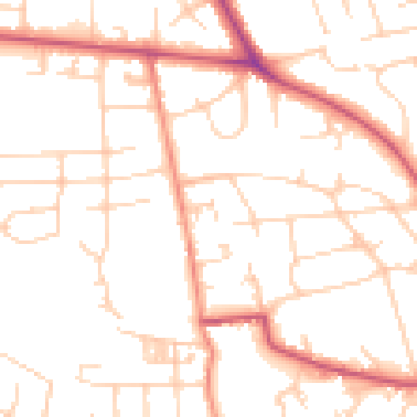 Daytime road noise heatmap for BD9 6DZ