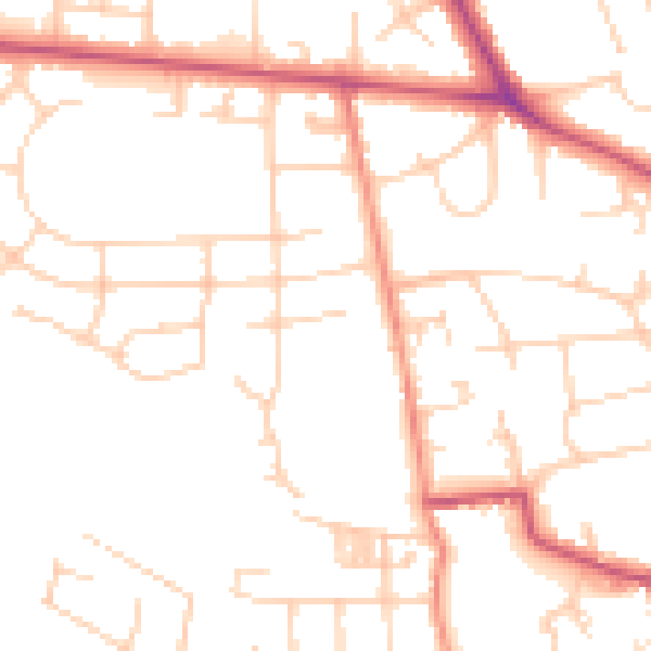 Daytime road noise heatmap for BD9 6EA