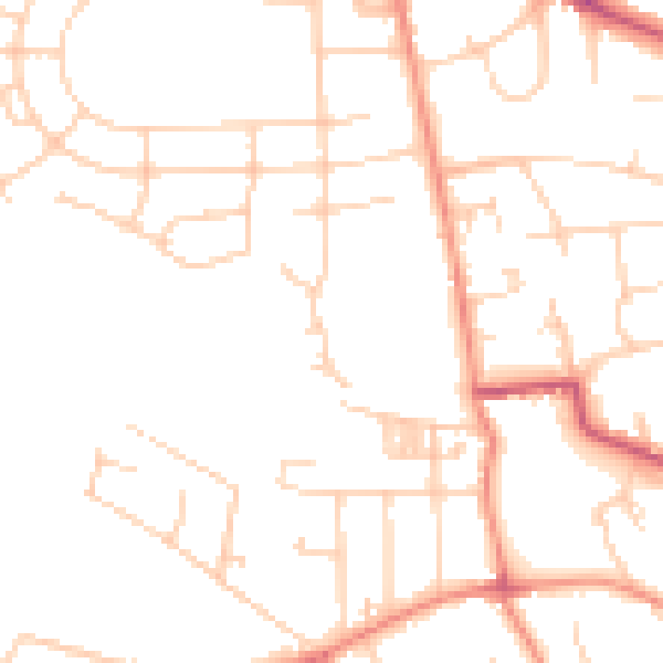 Daytime road noise heatmap for BD9 6EG