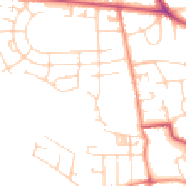 Daytime road noise heatmap for BD9 6EW