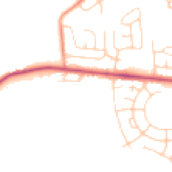 Daytime road noise heatmap for BD9 6FB