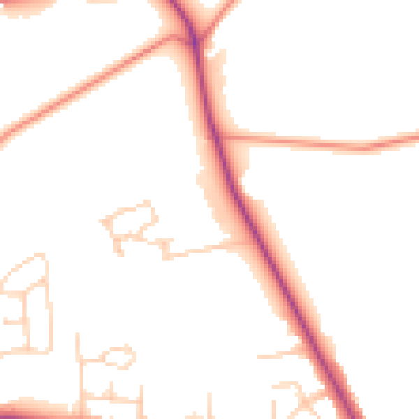 Daytime road noise heatmap for BD9 6FG