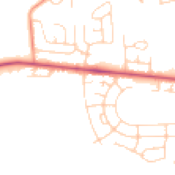Daytime road noise heatmap for BD9 6NL