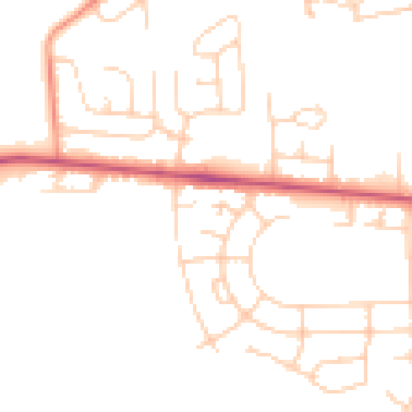Daytime road noise heatmap for BD9 6NW