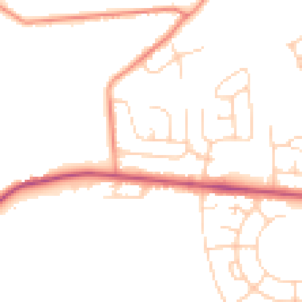 Daytime road noise heatmap for BD9 6PU