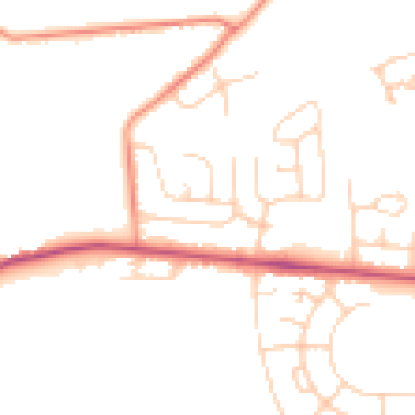 Daytime road noise heatmap for BD9 6PZ