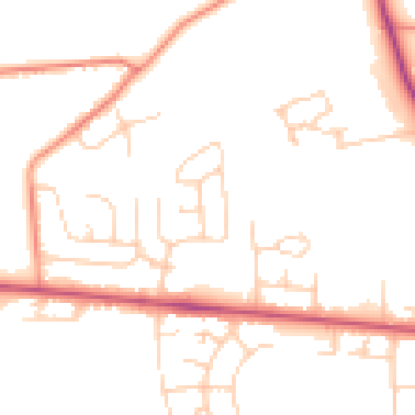 Daytime road noise heatmap for BD9 6QJ