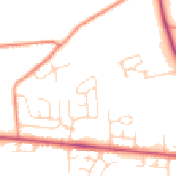 Daytime road noise heatmap for BD9 6QN
