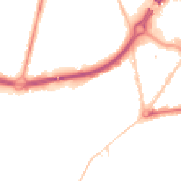 Night-time road noise heatmap for BH1 1AF