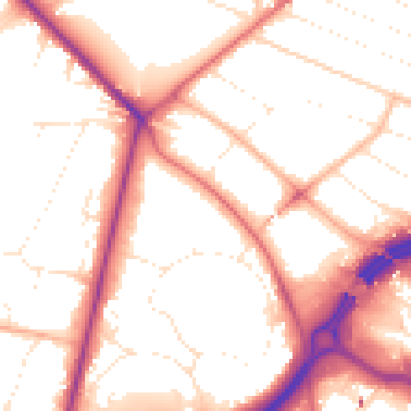 Daytime road noise heatmap for BH1 1AJ
